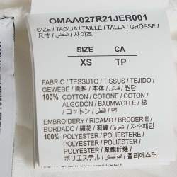 Pre Owned Off-White White Logo Embroidered Jersey T-Shirt XS