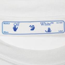 Pre Owned Off-White White Logo Embroidered Jersey T-Shirt XS
