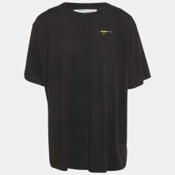 Pre Owned Off-White Black Acrylic Arrow Print Cotton T-Shirt L