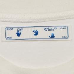 مملوكة مسبقًا Off-White White Marker Logo Printed Cotton Knit T-Shirt L