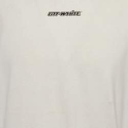 مملوكة مسبقًا Off-White White Marker Logo Printed Cotton Knit T-Shirt L