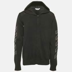 Pre Owned Off-White Black Arrow Intarsia Knit Zip-Up Hoodie M