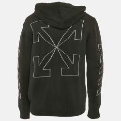 Pre Owned Off-White Black Arrow Intarsia Knit Zip-Up Hoodie M