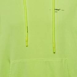 Pre Owned Off-White Neon Green Tape Embroidered Cotton Hoodie XL