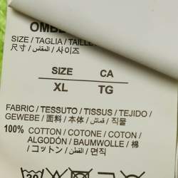 Pre Owned Off-White Neon Green Tape Embroidered Cotton Hoodie XL