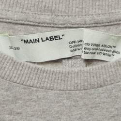 Pre Owned تـي شـيـرت أوف وايـت رمادي مـطـبـوع نـصـف كـم قـطـنـي مـقـاس صـغـيـر
