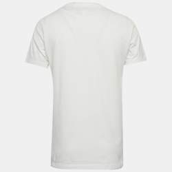 Pre Owned Off-White White Logo Print Cotton Crew Neck T-Shirt S