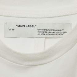 Pre Owned Off-White White Logo Print Cotton Crew Neck T-Shirt S