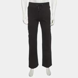 Pre Owned بنطلون رياضي أوف وايت جيرسي أسود بشعار جانبي مقاس صغير (سمول)