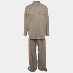 Pre Owned Off-White Khaki Green Gabardine Set L