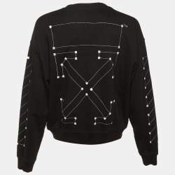 Pre Owned Off-White Black Diag Backbone Cotton Crew Neck Sweatshirt L
