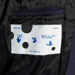 مملوكة مسبقًا Off White x Chicago Bulls Blue Felt and Leather Varsity Jacket XL