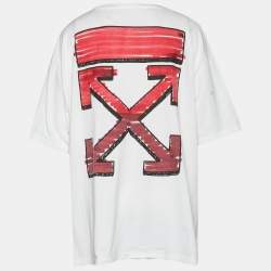 مملوكة مسبقًا Off-White White Marker Arrows Printed Cotton Knit T-Shirt XXL