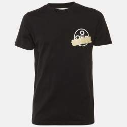 مملوكة مسبقًا Off-White Black Logo tape Printed Cotton Knit T-Shirt S