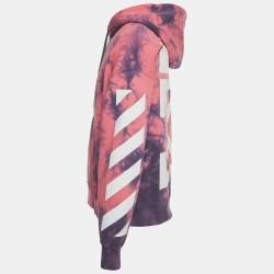 مملوكة مسبقًا Off-White Pink/Purple Arrows Print Tie & Dye Cotton Hoodie L