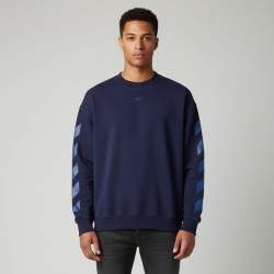مملوكة مسبقًا Off White Navy Blue Jersey Long Sleeve Sweatshirt XL  