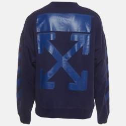 مملوكة مسبقًا Off White Navy Blue Jersey Long Sleeve Sweatshirt XL  