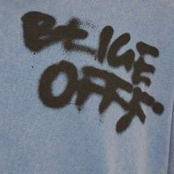 مم لوكة مسبقًا Off-White Blue Graffiti Print Cotton Crewneck T-Shirt L