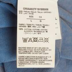مملوكة مسبقًا Off-White Blue Graffiti Print Cotton Crewneck T-Shirt L