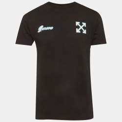 Pre Owned Off-White Black Geneva Logo Graphic Jersey T-Shirt S