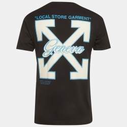 Pre Owned Off-White Black Geneva Logo Graphic Jersey T-Shirt S