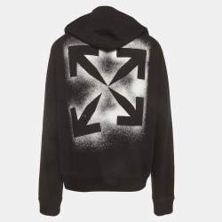 Pre Owned Off-White Black Logo Print Stencil Arrow Cotton Hoodie XL