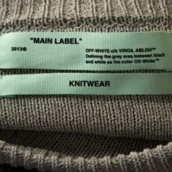 Pre Owned Off White Grey Logo Embroidered Knit Distressed Jumper S