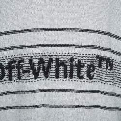Pre Owned Off White Grey Logo Embroidered Knit Distressed Jumper S
