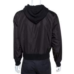 Pre Owned Off-White Black Nylon Knit Trim Hoodie XS