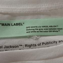 Pre Owned Off White White Cotton MJ Illusionist Print Crew Neck T Shirt L 