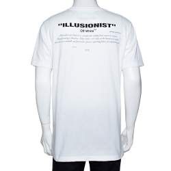 Pre Owned Off White White Cotton MJ Illusionist Print Crew Neck T Shirt L 