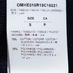 Pre Owned Off White Navy Blue Logo Intarsia Knit Distressed Jumper S