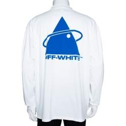 Pre Owned Off-White White Cotton Triangle Planet Print Oversized T-Shirt M