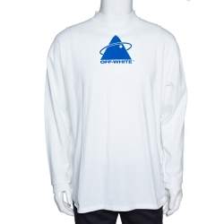 Pre Owned Off-White White Cotton Triangle Planet Print Oversized T-Shirt M