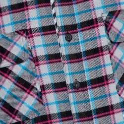 Off-White Grey Check Cotton Flannel Long Sleeve Shirt L