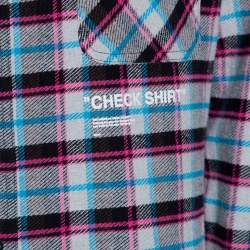 Off-White Grey Check Cotton Flannel Long Sleeve Shirt L