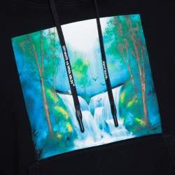Pre Owned Off-White Black Diag Waterfall Print Cotton Hoodie M