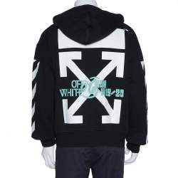 Pre Owned Off-White Black Diag Waterfall Print Cotton Hoodie M