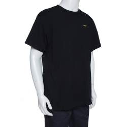 Pre Owned Off-White Black Cotton Back Logo Print Oversized T Shirt XS 