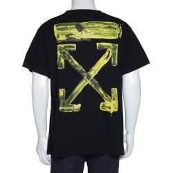 Pre Owned Off-White Black Cotton Back Logo Print Oversized T Shirt XS 