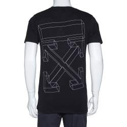 مملوكة مسبقًا Off-White Black Logo Print Cotton Crew Neck T-Shirt S