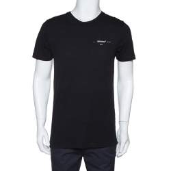 مملوكة مسبقًا Off-White Black Logo Print Cotton Crew Neck T-Shirt S