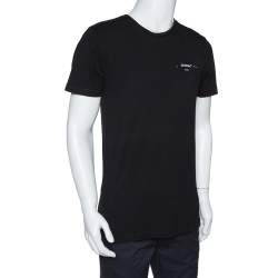 مملوكة مسبقًا Off-White Black Logo Print Cotton Crew Neck T-Shirt S
