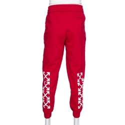 Pre Owned Off-White Red Parachute Print Cotton Jogging Pants M