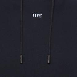 Off-White Black Diagonals Print Cotton 'Seeing Things' Oversized Hoodie XS