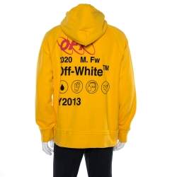 Pre Owned Off-White Yellow Industrial Y013 Print Cotton Hoodie XS