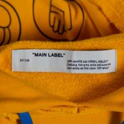 Pre Owned Off-White Yellow Industrial Y013 Print Cotton Hoodie XS