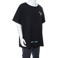 Pre Owned Off-White Black Eyes Print Cotton Crew Neck T-Shirt XXL