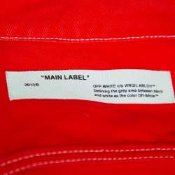 Off White Red Denim Graphic Print Button Front Jacket M