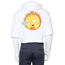 Pre Owned Off-White White Cotton Flamed Bart Double Sleeve Detail Hoodie XS